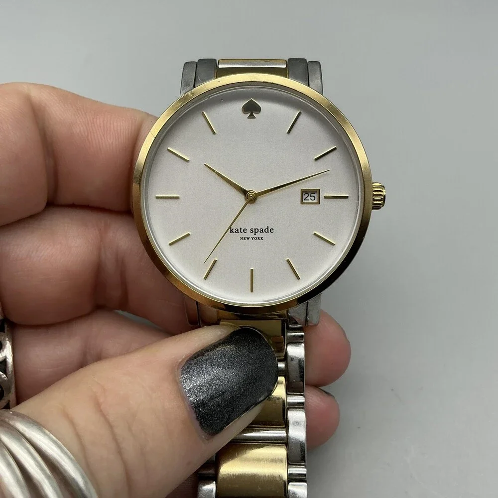 Kate Spade Womens Watch 38mm Two Tone Stainless Date New Battery 6.75
